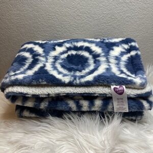 $26 🌙 Parent's Choice Plush Blue Tie Dye Blanket with Faux Sherpa Lining